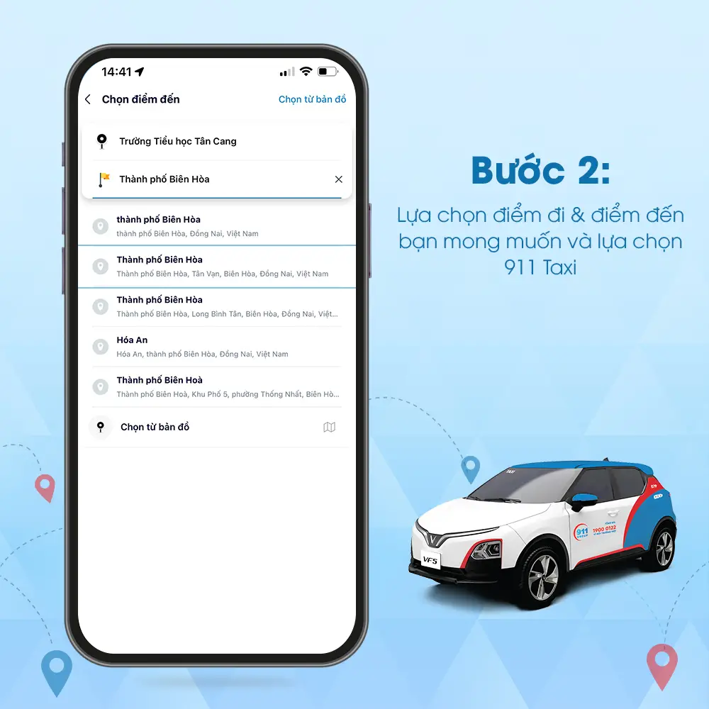 4 bước đặt xe 911 Taxi