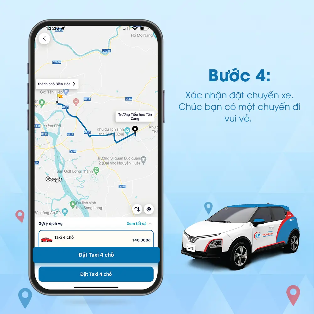 4 bước đặt xe 911 Taxi